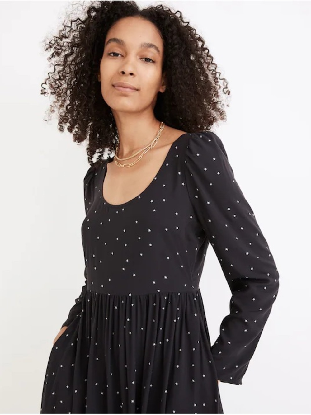NWT Madewell Alicia Night Stars Midi Dress XS Puff Sleeve Celestial Cottagecore - Picture 5 of 12